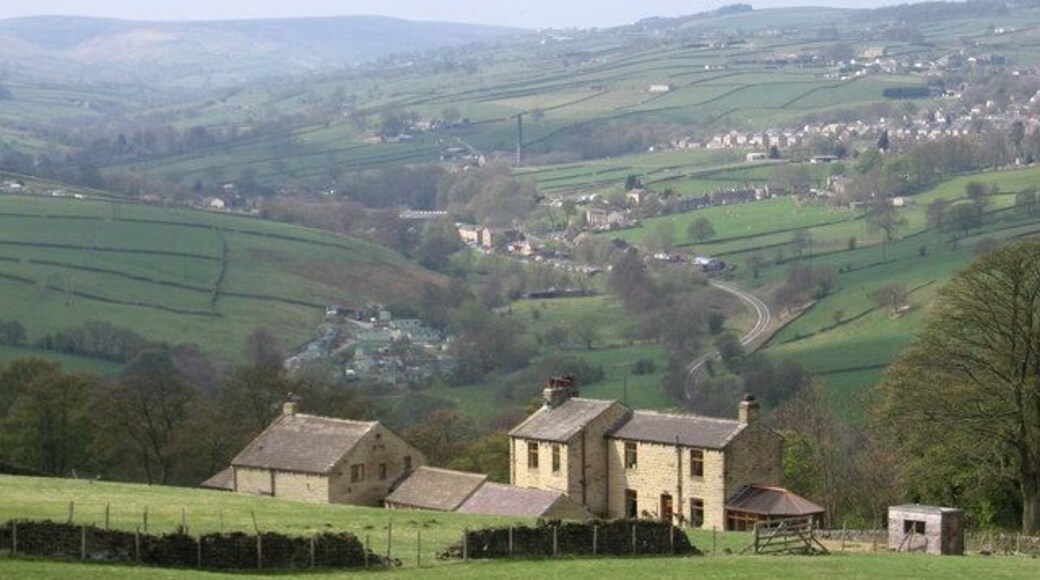 Hainworth - view over Worth Valley From just above Whins Wood.