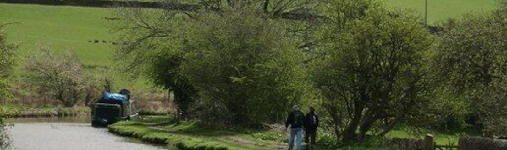 The canal at Low Bradley A view of the Leeds and Liverpool canal at Low Bradley.