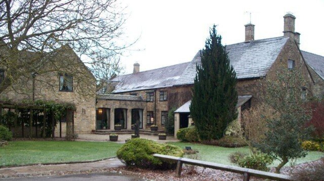 Mill House Hotel The country hotel in Kingham is seen from the car park through which runs the footpath to Bluewood Park.