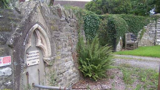 Water feature at entrance to the church