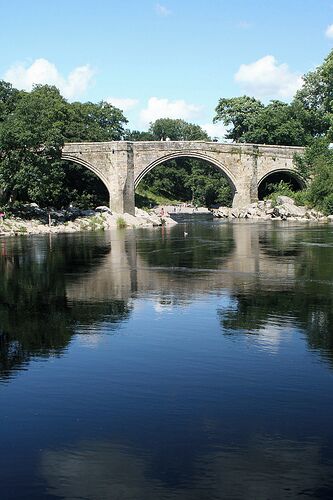 Devils Bridge over river Lune Shot of the old (12th or 13th C) bridge from below the Stanley Bridge (A65). A perfect summer view...