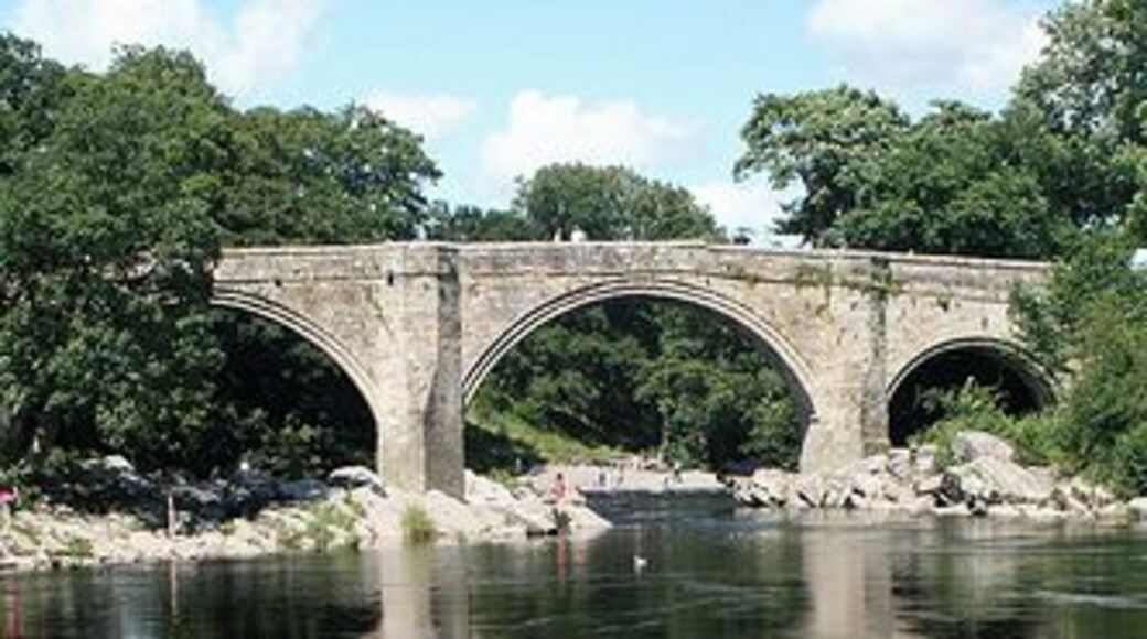Devils Bridge over river Lune Shot of the old (12th or 13th C) bridge from below the Stanley Bridge (A65). A perfect summer view...