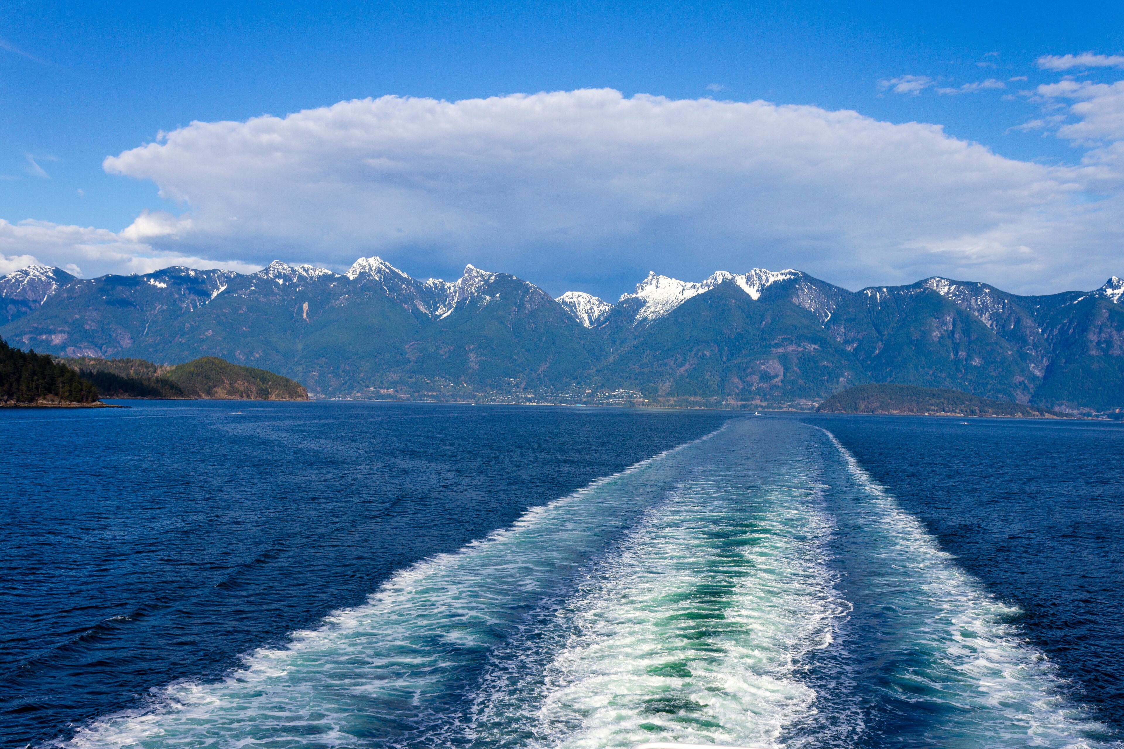 Ship Wake Coast Mountains