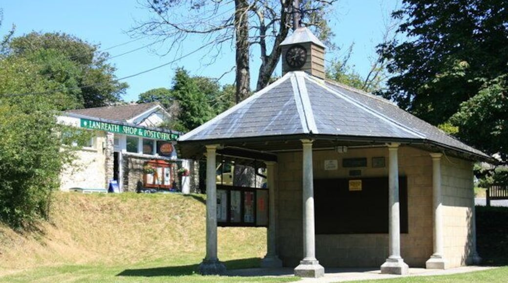 Millennium Shelter in Lanreath This shelter, with its clock and village noticeboard, was built to commemorate the Millennium in 2000. It forms a pleasant green central to the village, with the Post Office and Village Shop behind alongside the church carpark.