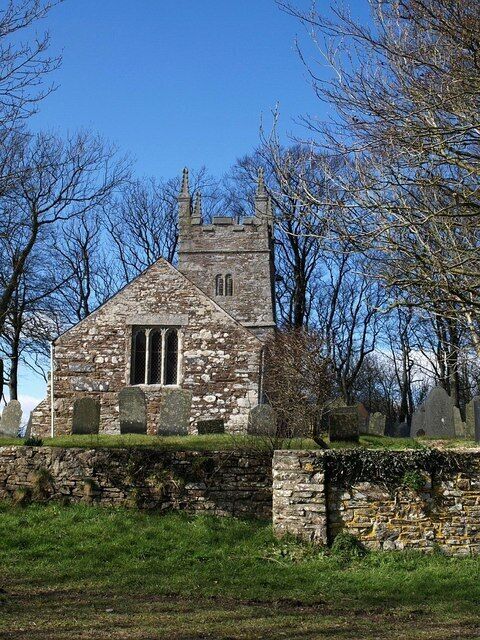 Church of St Winwallo, Tremaine. Another view of 714430 from the laneside car park.