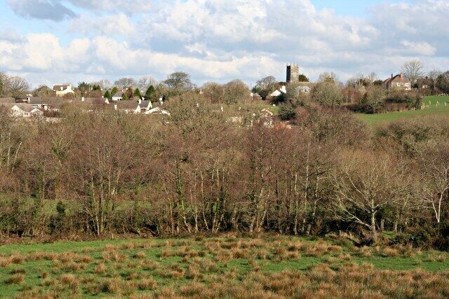 Egloskerry and the River Kensey Valley Looking across the river valley to the village of Egloskerry.