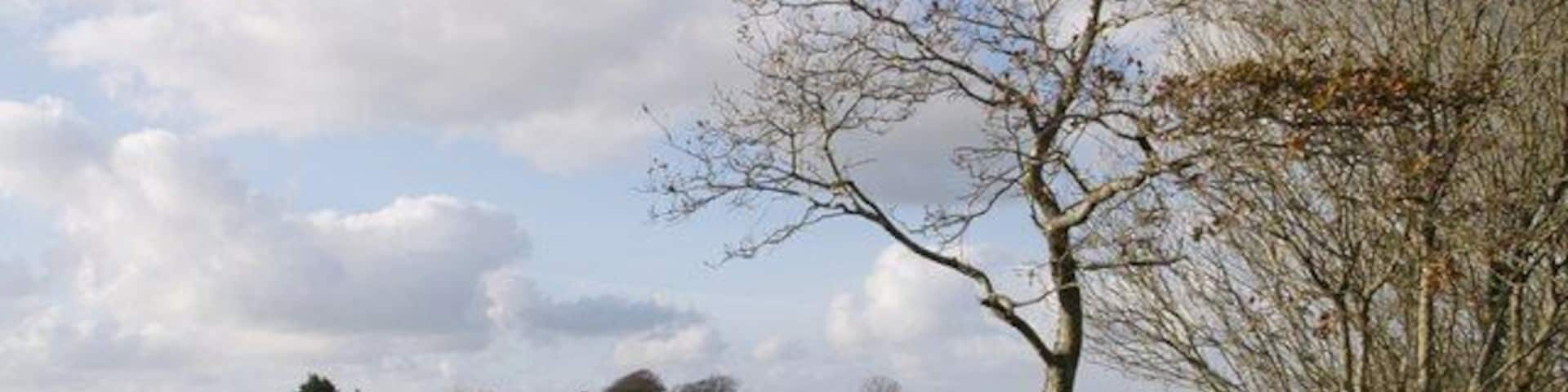 Boyton - the northern hamlet This part of Boyton lies some 400 metres away from the main part of the village around the church. On the left is Town Farm. Most of the buildings behind the white-gabled Boyton Villas are parts of the County Primary School. Taken from Underlane.