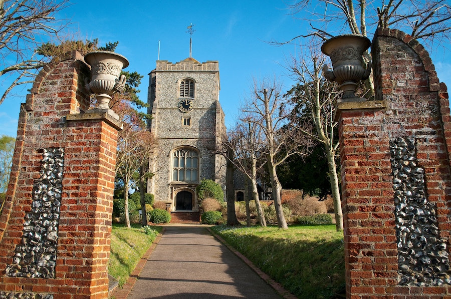 The Parish Church of St Mary and St Nicholas, built between 11th and 15th century, Leatherhead, Surrey, England, UK