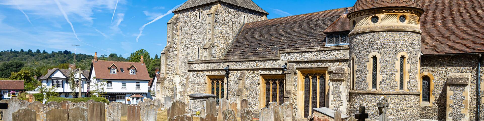 St. Michael and All Angels church in Mickleham, a village in south east England, between the towns of Dorking and Leatherhead in Surrey