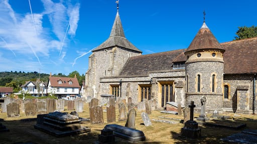 St. Michael and All Angels church in Mickleham, a village in south east England, between the towns of Dorking and Leatherhead in Surrey