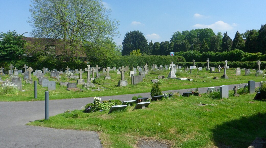Churchyard of the Church of Our Lady of Sorrows, Lower Road, Effingham, Borough of Guildford, Surrey, England.