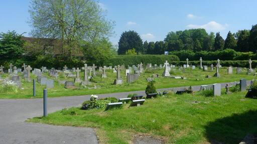 Churchyard of the Church of Our Lady of Sorrows, Lower Road, Effingham, Borough of Guildford, Surrey, England.