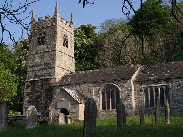 St Peter's church, Lewtrenchard "The masonry indicates several different builds" (Cherry and Pevsner). Attractive crenellations and pinnacles to the west tower.