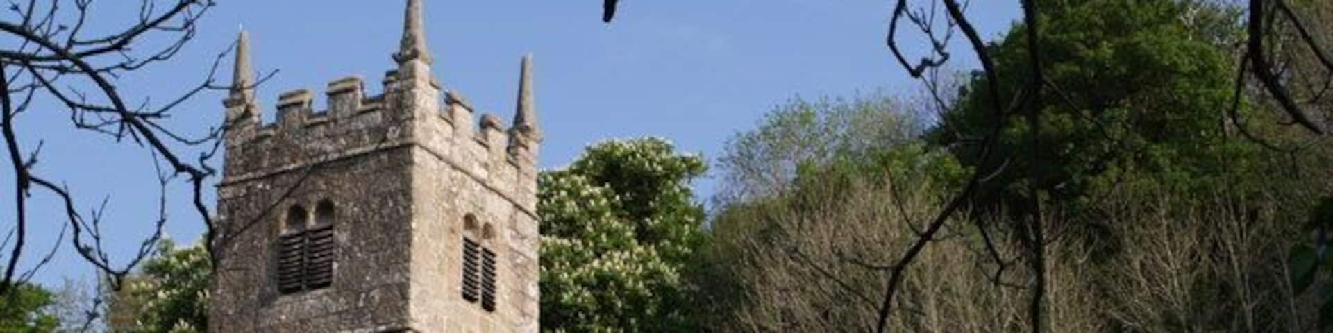 St Peter's church, Lewtrenchard "The masonry indicates several different builds" (Cherry and Pevsner). Attractive crenellations and pinnacles to the west tower.