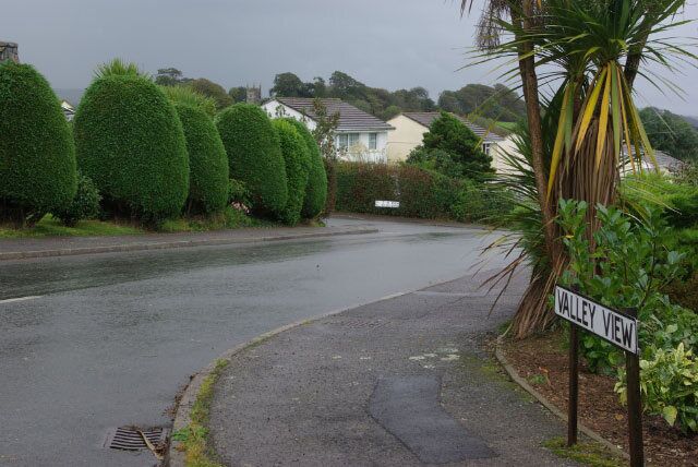 Valley View, St Keyne Modern housing development in St Keyne village; the church tower can be seen in the background.