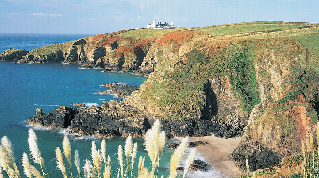Lizard Peninsula, Lighthouse in background, Cornwall, UK