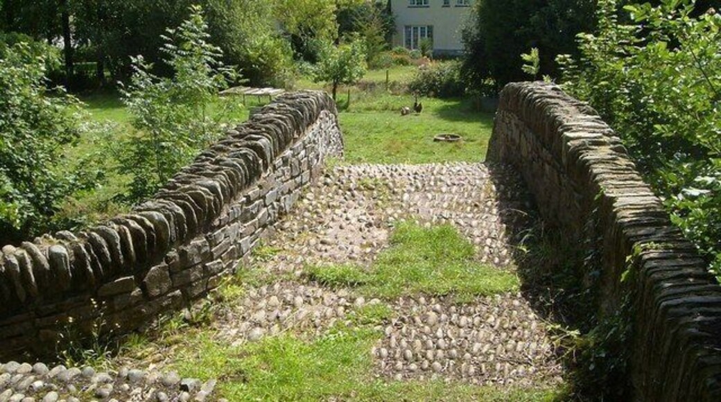 Packhorse bridge, probably 17th or 18th-century, over the East Lyn River at Brendon, Devon