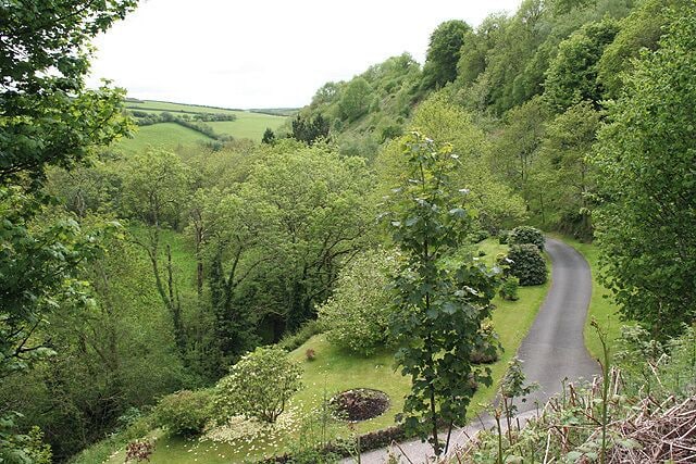 Lynton & Lynmouth: valley below Dean. Seen from the Dean layby on the A39 Lynmouth to Blackmoor Gate road. Looking south-south-west