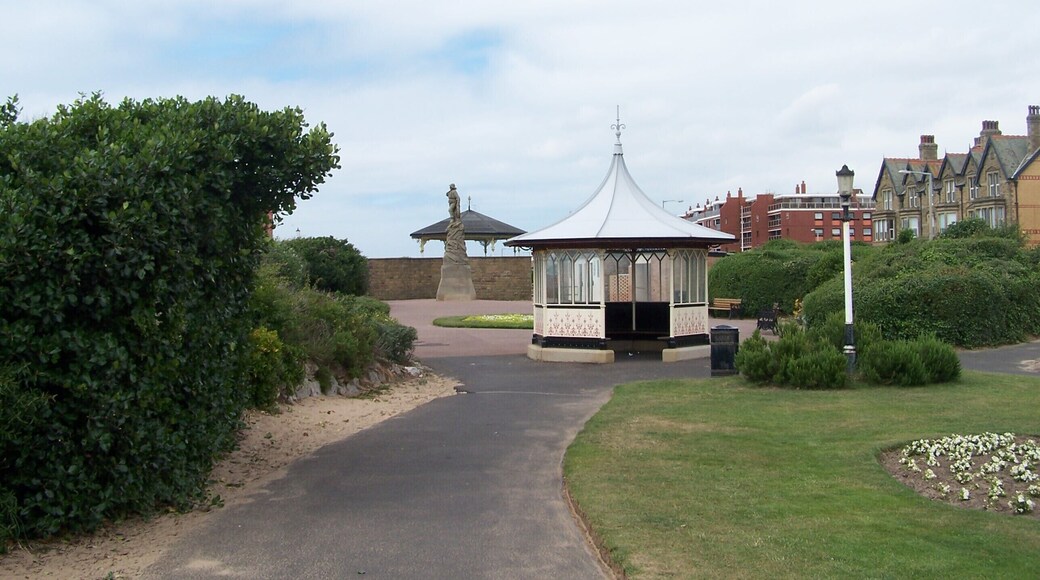 Promenade Gardens, St Annes-on-Sea. The Lifeboat Disaster Memorial can be seen in the distance.