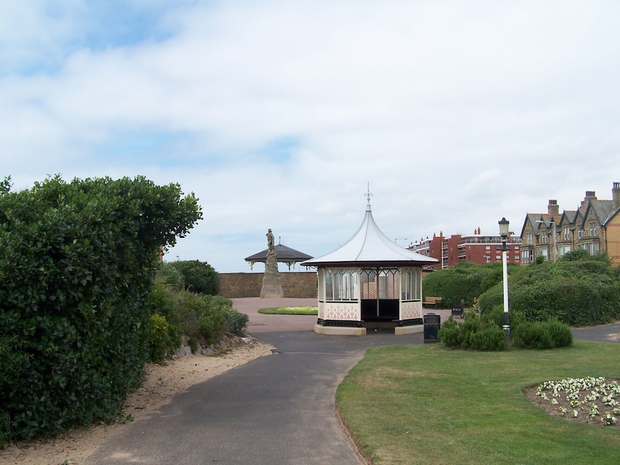 Promenade Gardens, St Annes-on-Sea. The Lifeboat Disaster Memorial can be seen in the distance.
