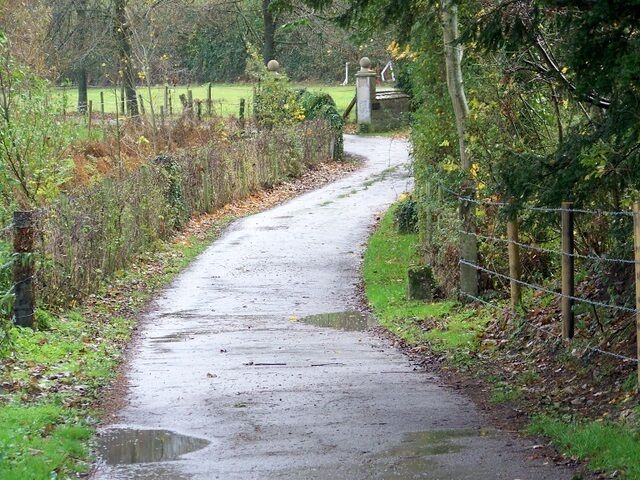 Bridleway near Seend Cleeve The bridleway uses the private drive to reach Cleeve Farm.