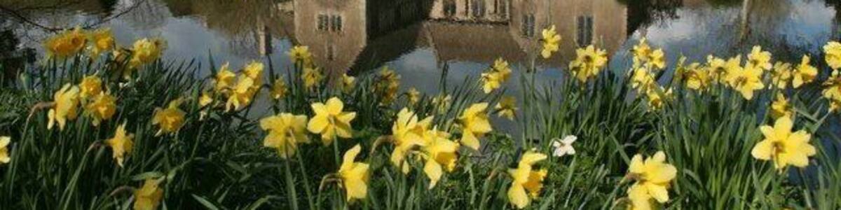 Garden and garden pond at Great Chalfield Manor