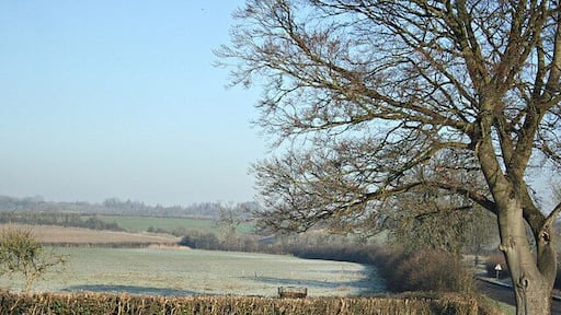 At the end of Westlands Lane On the B3353 north of Whitley we find this view to the north west over frosty fields.