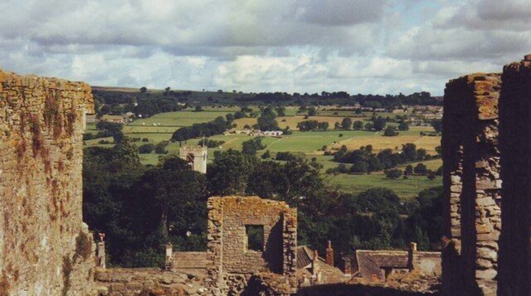 Middleham ruined castle walls, from the inside, North Yorkshire Middleham is famous for the castle, race horses and a fish and chip shop!