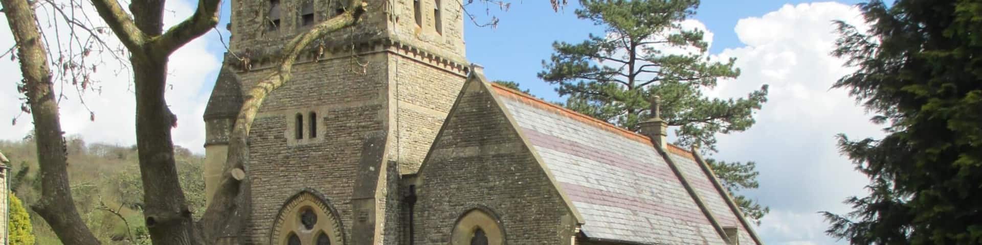St Michael's parish church, Monkton Combe, Somerset, seen from the southwest