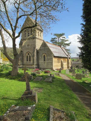 St Michael's parish church, Monkton Combe, Somerset, seen from the southwest