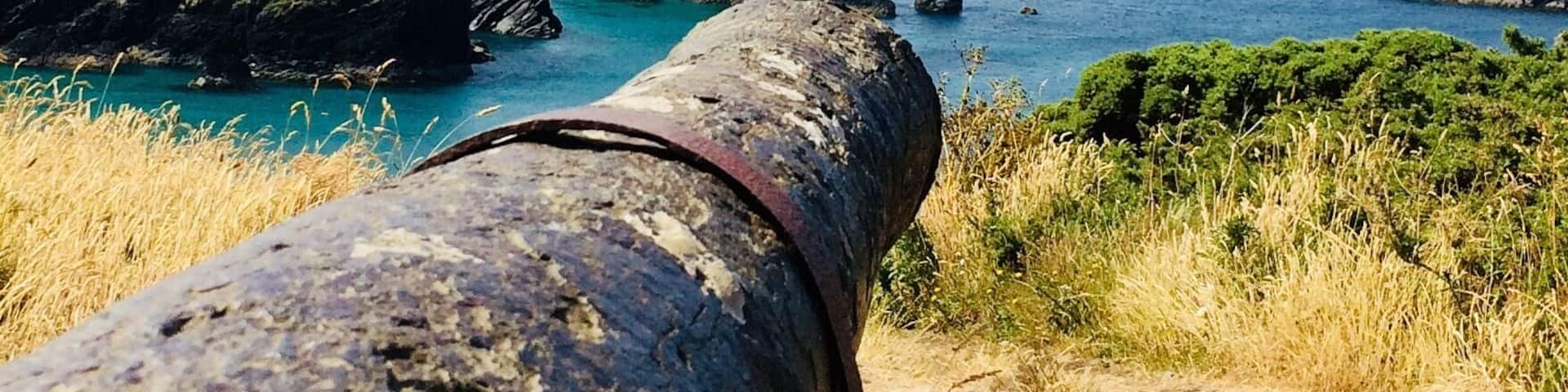 This real beauty of a cannon , still sits proud Guarding our shores over the Cornish seas.
