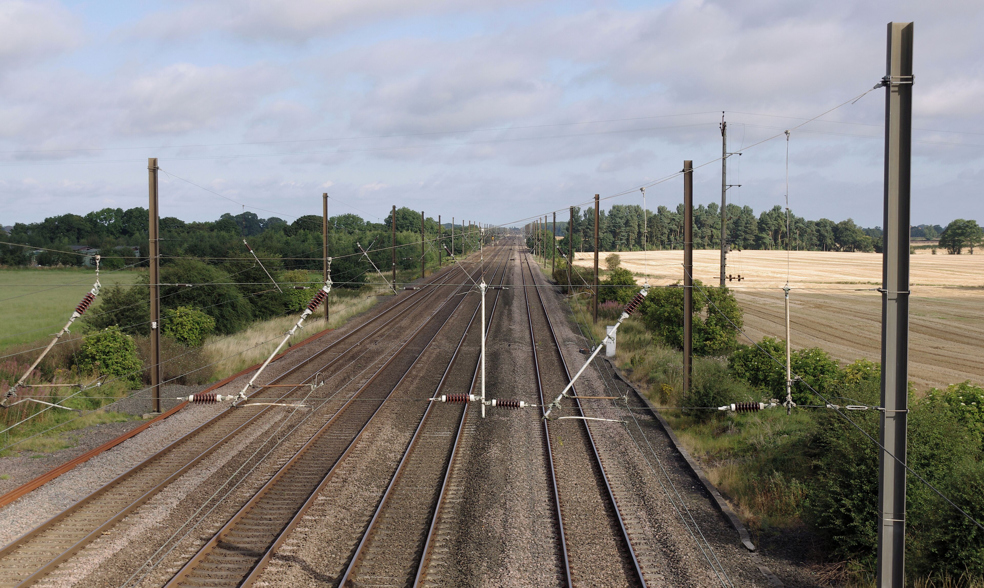 The East Coast Main Line (and North TransPennine) at Otterington railway station in Yorkshire.