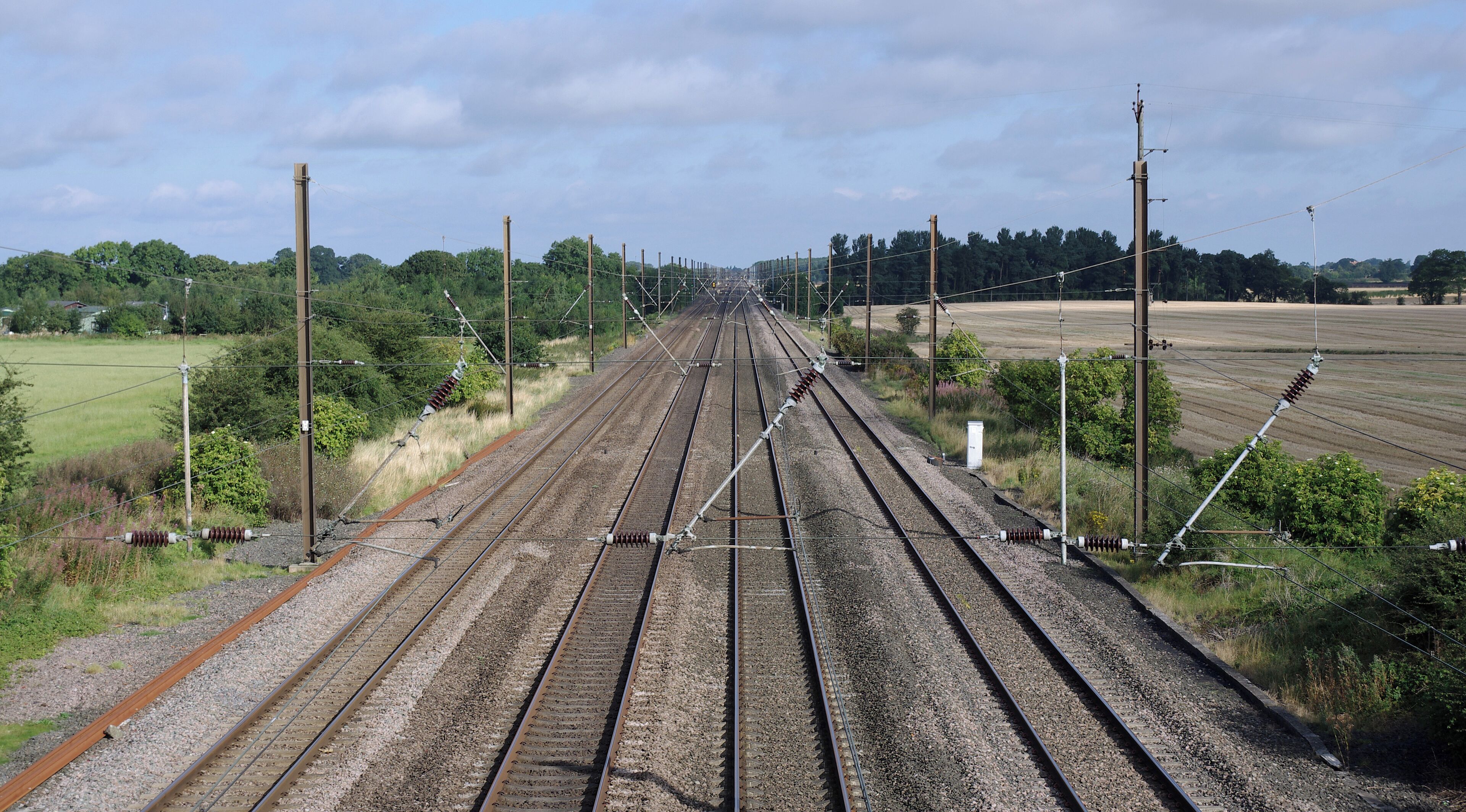 The East Coast Main Line (and North TransPennine) at Otterington railway station in Yorkshire.