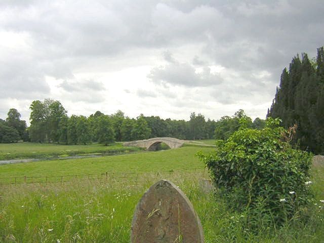 Tyringham Bridge The bridge spans the River Great Ouse, that runs through the park, seen from the churchyard of St Peter's Church, Tyringham. The bridge was designed by Sir John Soane in 1793, he also did Tyringham House.