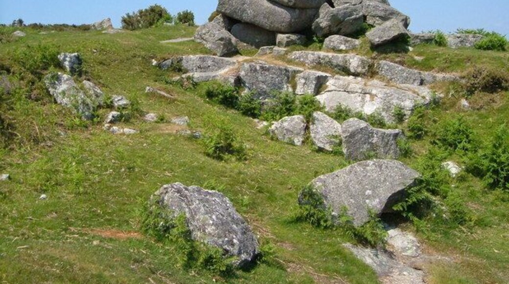 Shilstone Tor. Right at the edge of the moor, just a few yards from the road near Throwleigh, this small tor has apparently been quarried, perhaps to build the superb longhouse close by at Higher Shilstone.
