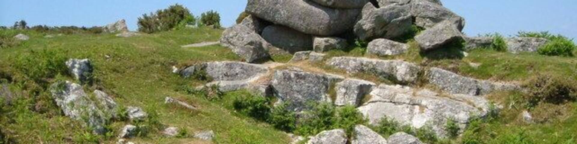 Shilstone Tor. Right at the edge of the moor, just a few yards from the road near Throwleigh, this small tor has apparently been quarried, perhaps to build the superb longhouse close by at Higher Shilstone.