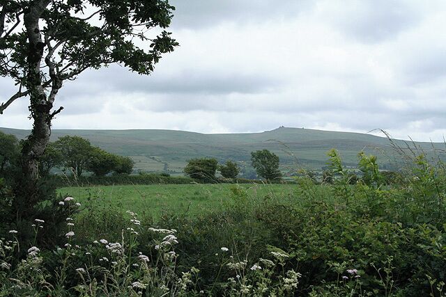 Sourton: by Ebsleigh. Towards Great Links Tor, looking south east