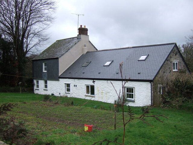 Minehouse Farm Farmhouse near Okehampton, seen from the passing bridleway (Okehampton Hamlets Bridleway 2, also the line of the West Devon Way and the Two Castles Trail).