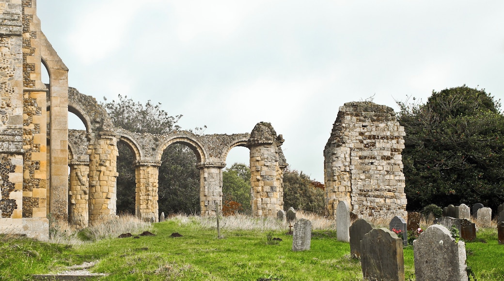 Church of St Bartholomew, the ruined chancel, late Norman, 12th century. Orford, Suffolk.
