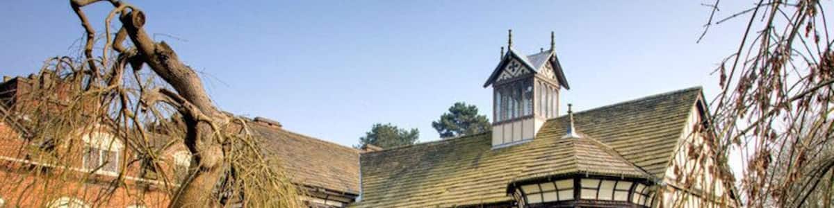 Rufford Old Hall, near to Rufford, Lancashire, Great Britain. From the grounds of Rufford Old Hall