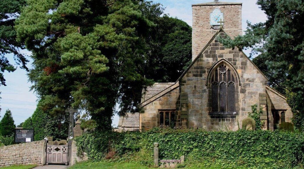 St Oswald's Parish Church, Leathley. A closer view of the stocks can be seen here: 1426405