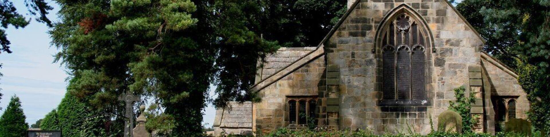 St Oswald's Parish Church, Leathley. A closer view of the stocks can be seen here: 1426405