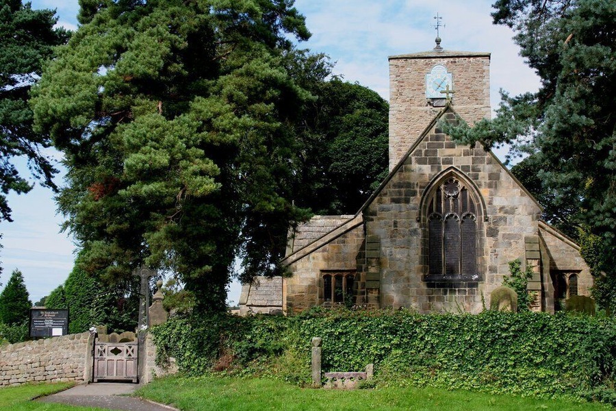St Oswald's Parish Church, Leathley. A closer view of the stocks can be seen here: 1426405