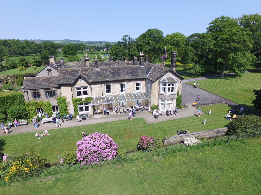Creskeld Hall as seen from the south showing the terrace and hall with glass verandah