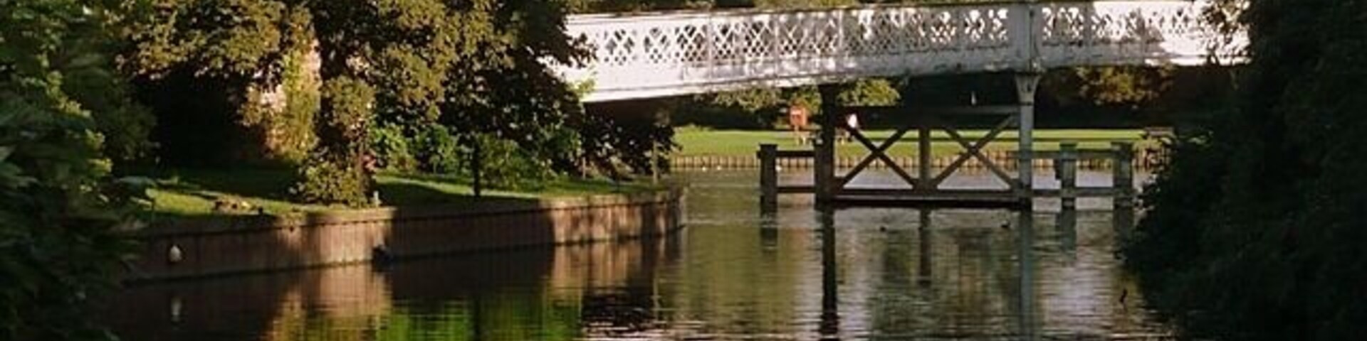Whitchurch toll bridge The northern section of the bridge from across the mill stream near St. Mary's church.