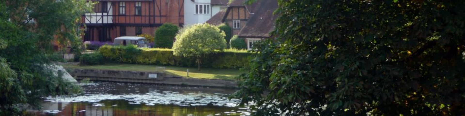 Whitchurch-on-Thames from the toll bridge Looking across towards St Mary's Church.