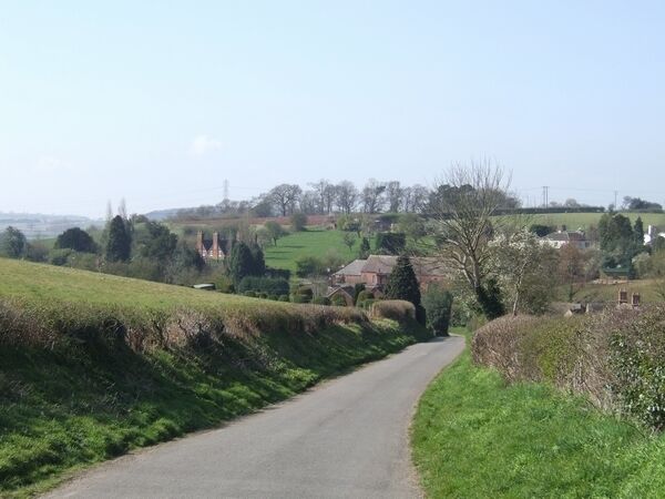 Downhill into the village A typically Shropshire scene above the village of Great Moor.