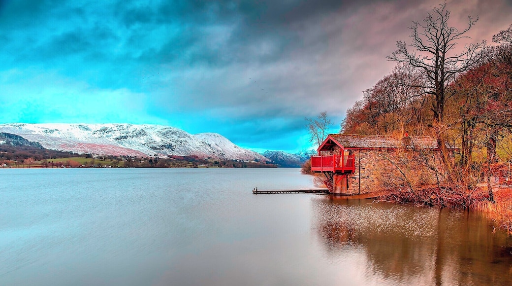 HDR image of Pooley Bridge boat house taken one very cold and damp morning