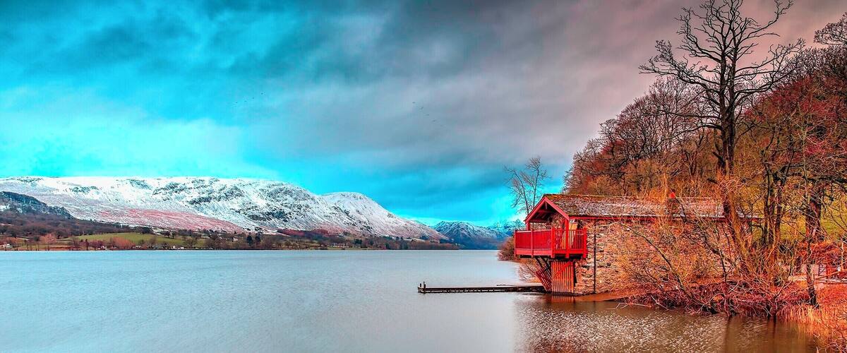 HDR image of Pooley Bridge boat house taken one very cold and damp morning