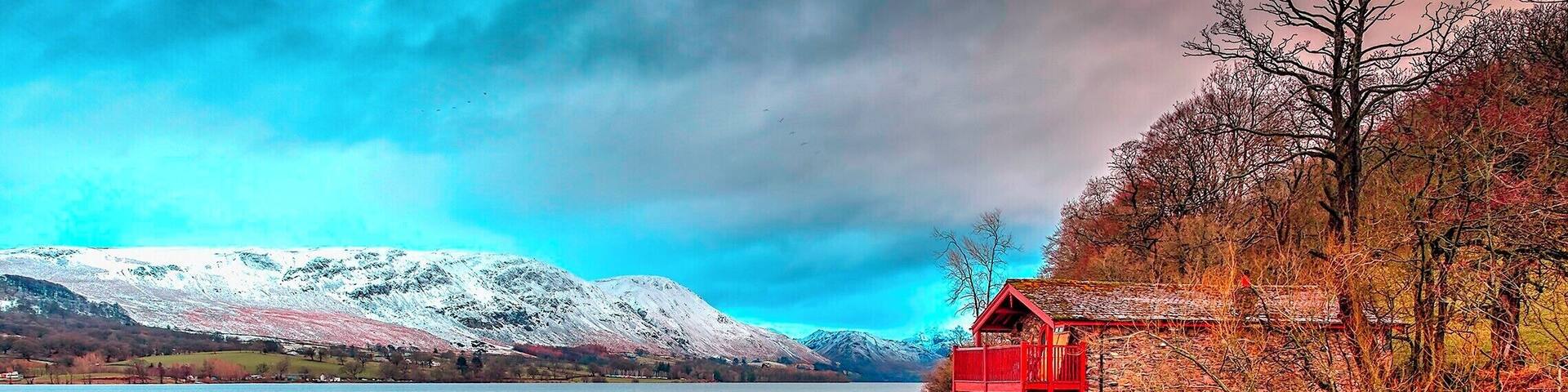 HDR image of Pooley Bridge boat house taken one very cold and damp morning